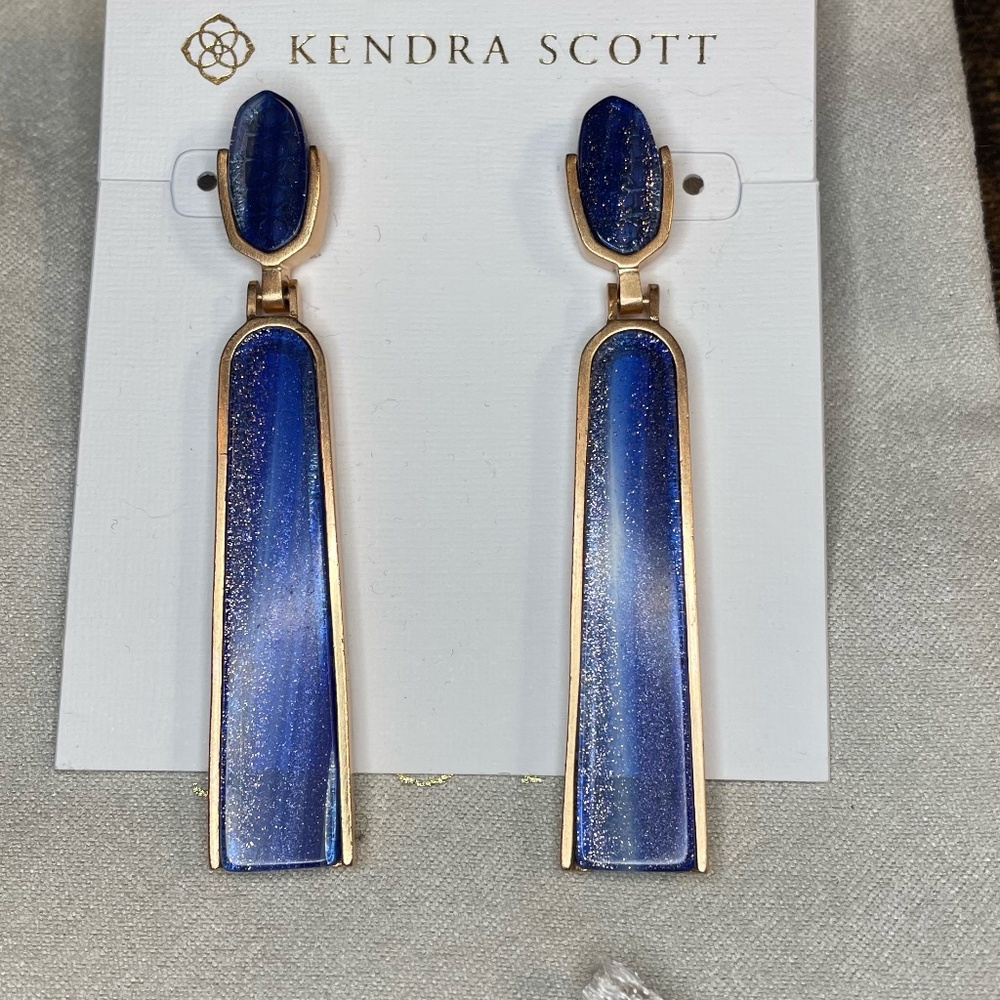 Navy Dusted & Rose Gold Earrings
